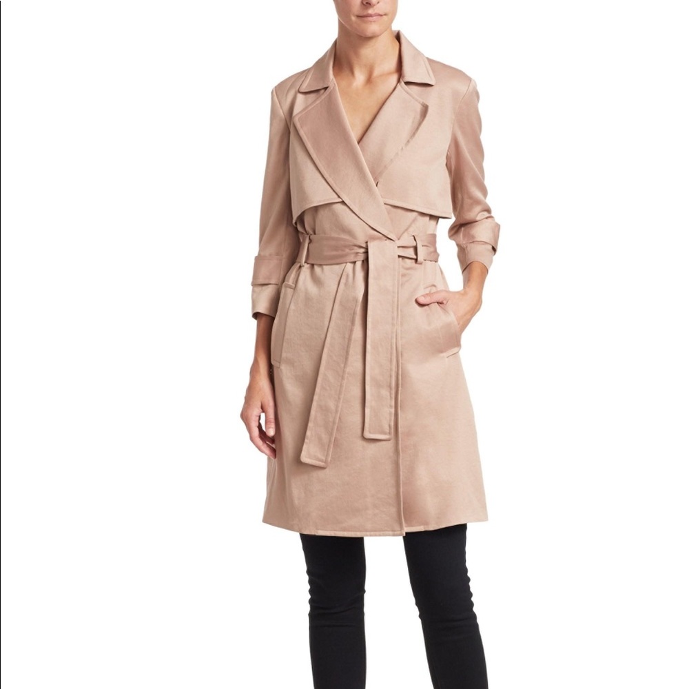 Halston Heritage - 3/4 sleeve satin trench/dress